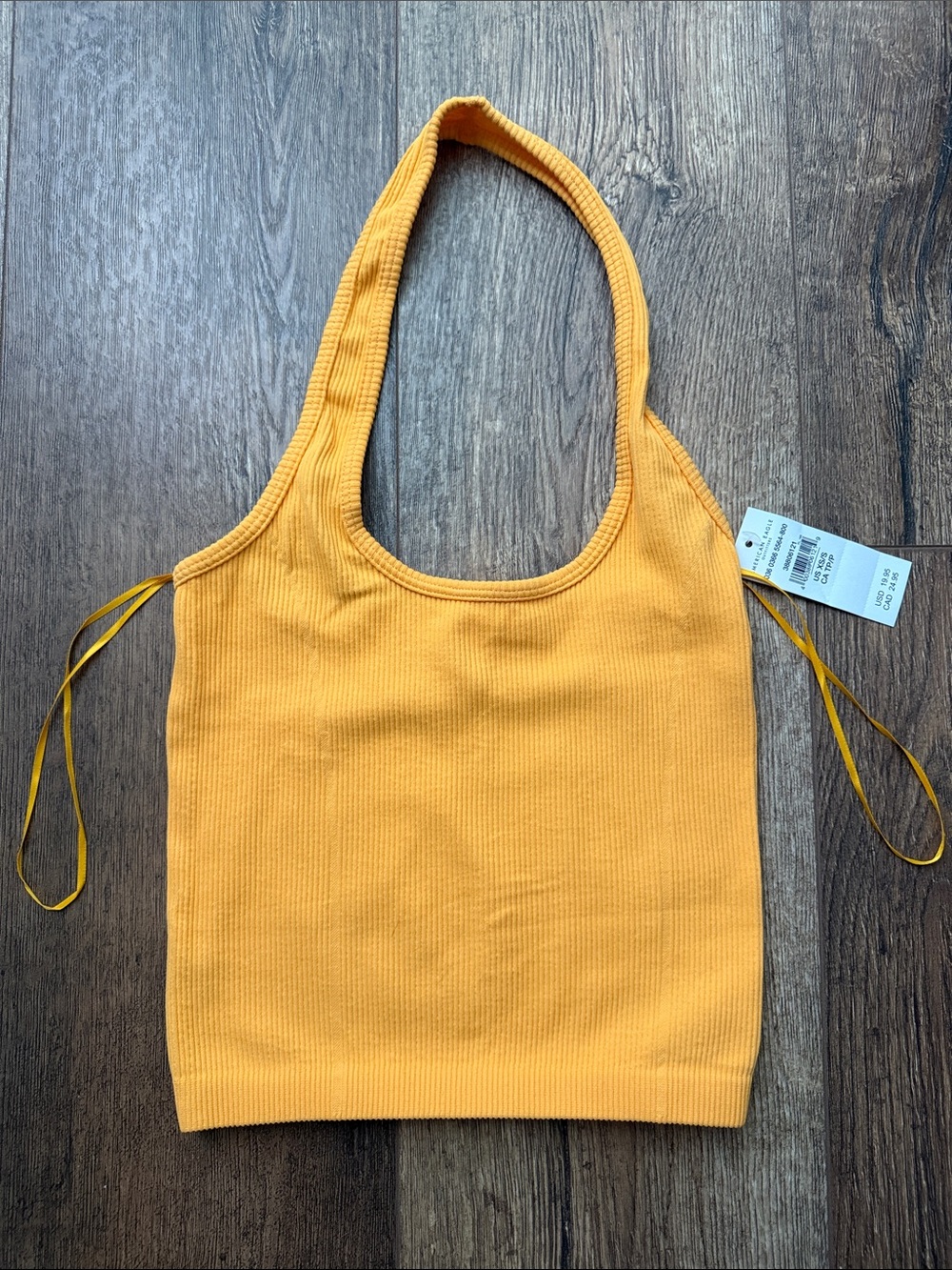 American Eagle Outfitters Ribbed Mustard Yellow Crop Tank
